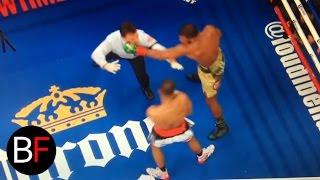 Boxing referee gets punched after the round!