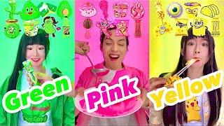 Random color food Mukbang ASMR(green•pink•yellow)