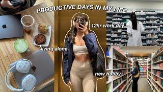 living alone diaries  PRODUCTIVE 12 HOUR work day, morning routine, cafe hopping & slice of life