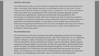 ACRL Proficiencies for Assessment in Academic Libraries Overview