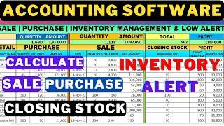 FULLY AUTOMATIC ACCOUNTING SOFTWARE IN EXCEL SALE PURCHASE INVENTORY MANAGEMENT LOW INVENTORY ALERT