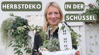 Herbstdeko 2022 in der Suppenschüssel mit Heide & Sedum  DIY Pilze im hyggeligen Garten 