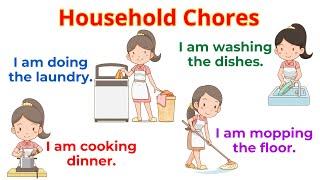 Household Chores with sentences | Action Verbs For Beginner Daily English | English Sentences