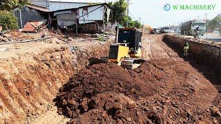 Greatest activities Process Bulldozer Pushing Rocks Soil Installing Foundation Road Skills Operator