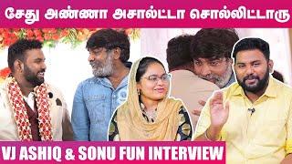 Vijay Sethupathi-னா அசால்ட்டா சொல்லிட்டாரு - VJ Ashiq & Sonu Fun interview | Handbag Secrets | STR