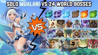 Solo C0 Mualani vs 24 World Bosses (WL 9) Without Food Buff | Genshin Impact