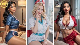 Beautiful Nurses Modelling their Sexy Uniforms (AI Art Lookbook) HD