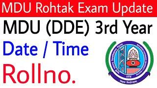 MDU Dde 3rd Year Date Sheet | MDU Rohtak B.A Distance 3rd Year Exam Date Sheet | MDU Rohtak Exam