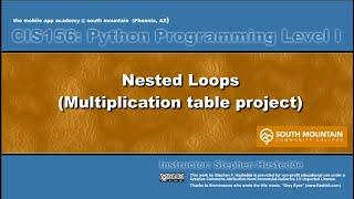 Python 05C - Nested Loops: Multiplication Table