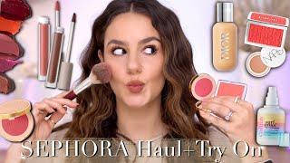 NEW AT SEPHORA: HAUL & TRY ON || Dior & Gucci Blush, Rose Inc Lip Cream, Dior Foundation and more