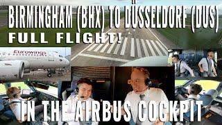 AIRBUS COCKPIT FULL FLIGHT! BIRMINGHAM  (BHX) TO DÜSSELDORF  (DUS) | 5 cameras