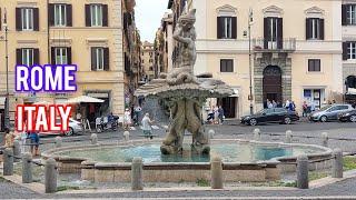 Rome, Italy Walk through Via Veneto and Via del Tritone. FONTANA DEL TRITONE #2023