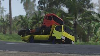 Truk Towing salah muatan salah pergaulan, game Beamng drive