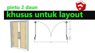 membuat pintu dua daun sketchup