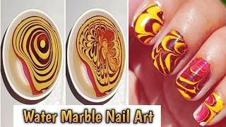 Water marble nail art step by step tutorial  || Easy Nail Art for short nails