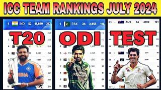 ICC ODI, T20 and Test Team Ranking July 2024 | Top 10 Teams