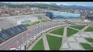 The formula 1 track in Sochi, the Olympic village in Sochi. Building site of stadium for racing near