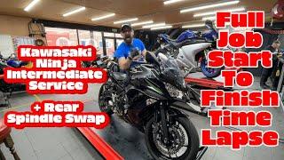 Kawasaki Ninja 650 Intermediate Motorcycle Service from start to finish + a Rear spindle swap