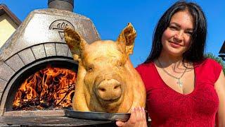 A Whole Pig's Head Fried in the Oven! A Real Delicacy For Meat Connoisseurs 