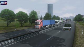 Volvo truck  carrying double trailer, from Frankfurt to Stuttgart️ Truckers of Europe 3 