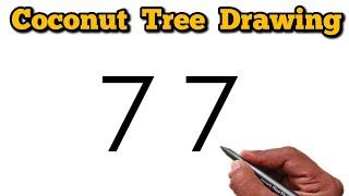 How To Draw coconut Tree From Number 7 | Easy Coconut Tree drawing for beginners | Number Drawing