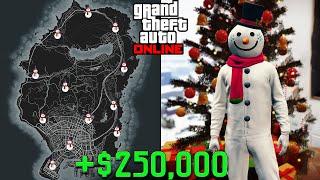 All 25 Snowman Locations | EASY $250,000 | GTA Online Christmas Treasure Hunt