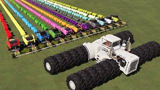 KING OF TRACTORS! 24 WHEELS BIG BUD vs 11 MACHINES | HAY BALING w/ MEGA TRACTORS! 11 in 1 FARM| FS19