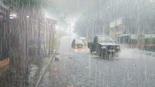 Heavy Rain And Strong Winds the Indihiang terminal, sleeping peacefully amidst the sound heavy rain