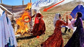 Fire of revenge: burning the tent, ex-husband by Sahar, brave woman.