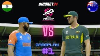 INDIA vs AUSTRALIA - T20 WORLD CUP 2024 - MY FIRST GAMEPLAY IN CRICKET 24 #1