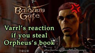 Baldur's Gate 3: Varrl Reaction if you steal his book about Orpheus