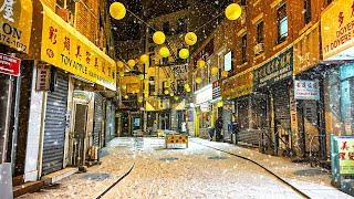 NYC 8PM Snow Walk | Chinatown & Little Italy