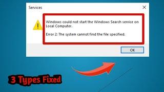 Windows Could Not Start The Windows Search Services On Local Computer in Windows 10@MR.LEARNING WAY