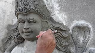 Kaala bhairava face finishing in cement#*#*traditional sculptures##*#Art sculpture##