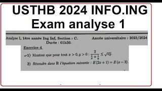 examen usthb 2024 analyse 1 ||info ing solution