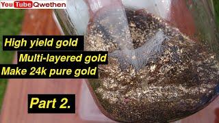 Make 24k pure gold in multi-layered gold  / Pure gold / High yield gold - recovery - refining Part 2