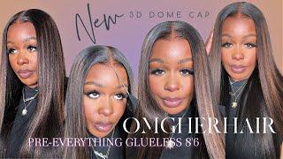 OMG SHE IS EVERYTHING! NEW SECURE 3D DOME CAP 8'6 NATURAL HIGHLIGHTS! GLUELESS INSTALL OMGHERHAIR