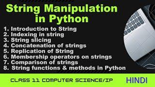 Class 11 String Manipulation in Python | Strings in Python class 11 | String functions in Python