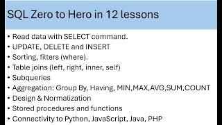 SQL Zero to Hero in 12 lessons - SQL for Web & Mobile Apps - SQL for Artificial Intelligence (AI) #1