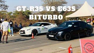 GT-R35 vs E63s BENZ| AT THE  DRAG RACE BROUGHT TO YOU BY LUSAKA BIKERS