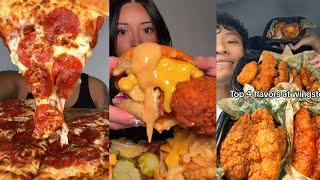 TIKTOK Mukbang Compilation | Dave's Hot Chicken, Wingstop, Pizza Hut, Cane's & More!