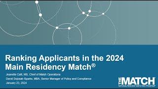 2024 Main Residency Match Ranking Webinar