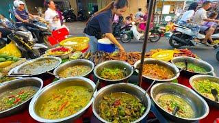 Under $1 ! Hard-working LADY Selling Various Khmer Dishes at TTP Market | Cambodian Street Food