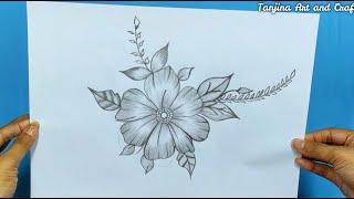 Flower design drawing with pencil/How to draw flower designs | Flower designs drawing for beginners