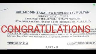 BZU LLB 3 YEAR PART 2 DATE SHEET ANNUAL EXAM 2021 & 2020 ! BZU LLB EXAM UPDATES ! BZU LAW STUDENTS !