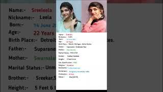 Sreeleela Biography #shortvideo