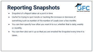 Salesforce Associate Certification - Salesforce Reporting Snapshots