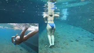 BELAJAR RENANG SAMA OMANG SINDY DI SUNGAI SUPER BENING DI KARANGASEM BALI