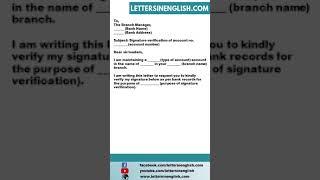 Request Letter to Bank for Signature Verification