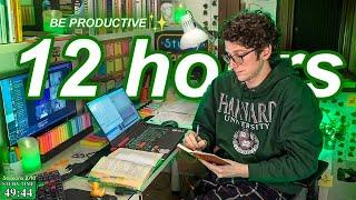 STUDY WITH ME LIVE | 12 HOURS  Harvard Alumnus, Chill Work With Me, Rain Sounds, Pomodoro Timer